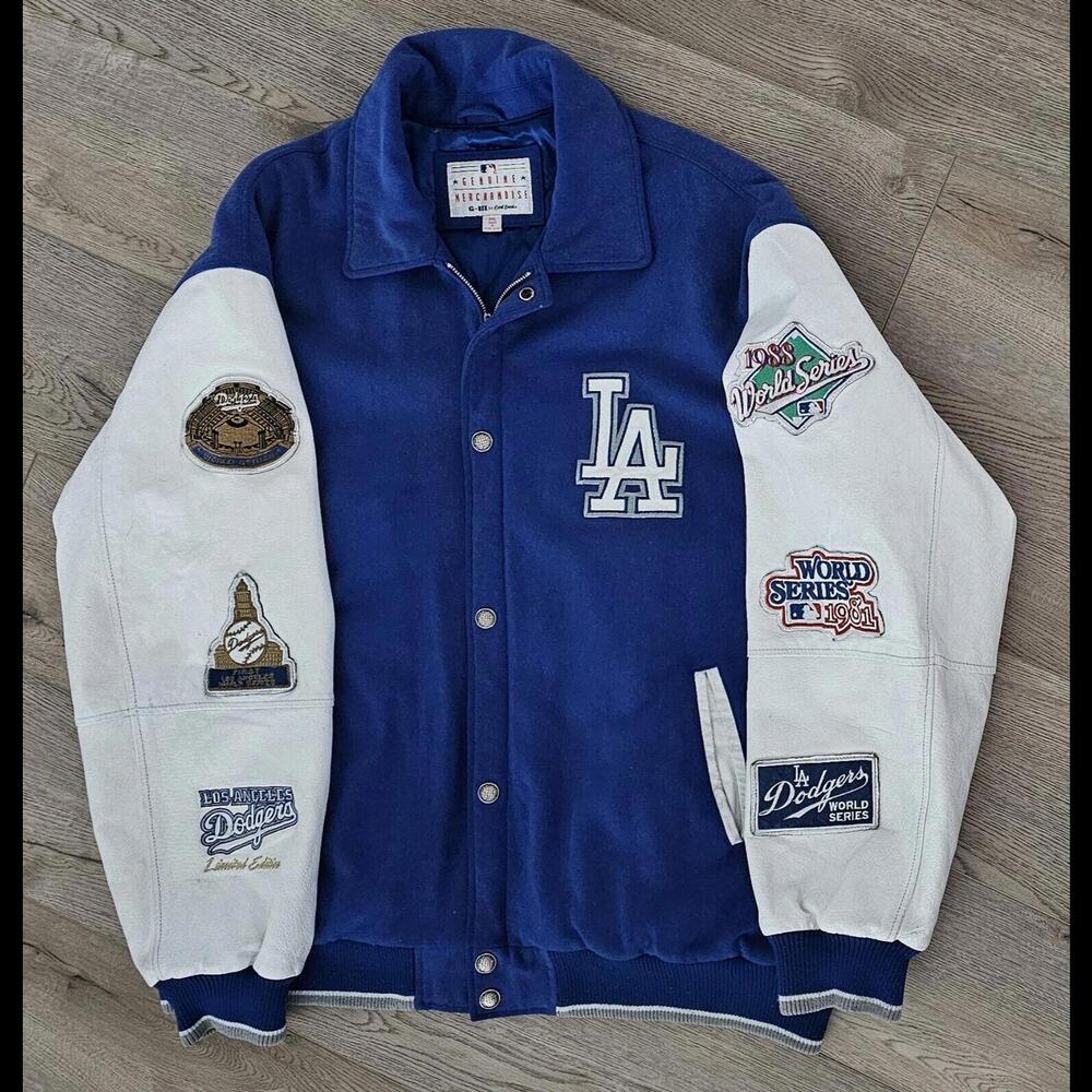LA Dodgers Wool Leather 5X World Series Champion Varsity Jacket Men's 3XL